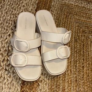 American Eagle Outfitters Cream Double-Strap Sandals